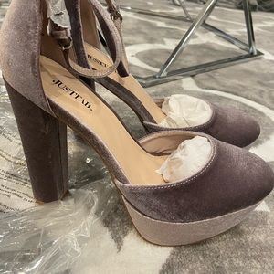 Suede Violet Grey platform Maryjane Heels